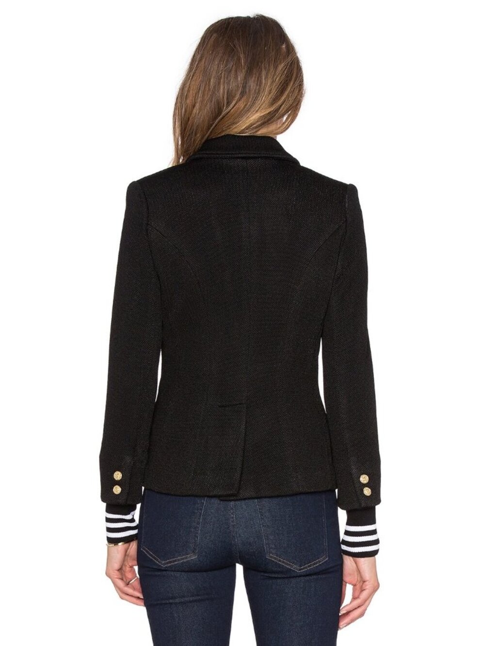 Smythe Double Breasted College Blazer in Black Pique - Picture 5 of 12